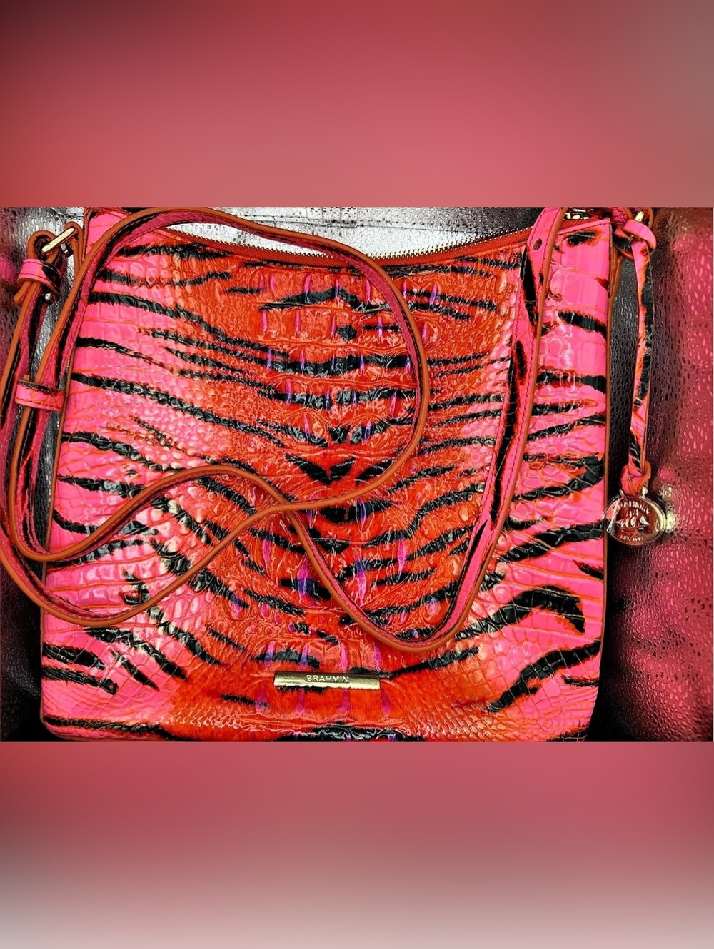 Brahmin Katie Crossbody Pink Feline Ombre w/ Dust Bag & reg card